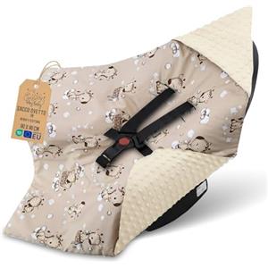 Totsy Baby Coperta avvolgente per ovetto e passeggino - morbida copertina Minky neonato bifacciale con cappuccio - utilizzabile tuttol'anno in viaggio e a casa 90×90 cm Giraffe Oeko-Tex