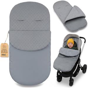 Totsy Baby Sacco passeggino invernale nanna 90x45 cm - coprigambe universale neonato termico per cybex yoyo e altri passeggini perfetto per ragazzi e ragazze Minky certificato Oeko-Tex Grigio