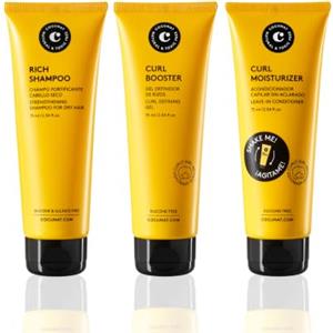 COCUNAT - Travel Size - Pack Curl Booster + Curl Leave-In Moisturizer + Rich Shampoo - Definizione dei Ricci - Anti-Frizz - 75 m