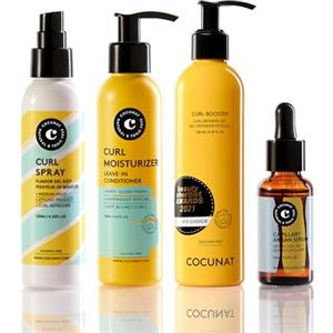 COCUNAT - Kit Ricci Essenziali: Leave-In, Gel Definente, Siero, Spray - Metodo Curly - Idrata, Nutre, Definisce e Riduce il Crespo - Senza Siliconi né Parabeni