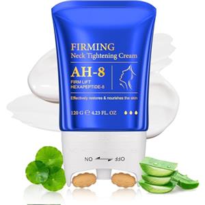 lofuanna AH-8 Firming Neck Cream,crema per il collo rassodante e idratante per la pelle con rullo di massaggio, AH-8 crema per il collo crepey, idratante e ridurre le rughe per gli uomini e le donne