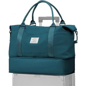 WEPLAN Borsone da Viaggio Donna Bagaglio a Mano 40x30x20 Ryanair Wizzair Borsa da Viaggio Donna Uomo Borsone Palestra con Scomparto per le Scarpe Travel Bag Borsa Sportiva Weekend,A04-Blu Pavone