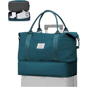 WEPLAN Borsone da Viaggio Donna Bagaglio a Mano 40x30x20 Ryanair Wizzair Borsa da Viaggio Donna Uomo Borsone Palestra con Scomparto per le Scarpe Travel Bag Borsa Sportiva Weekend,A24-Blu Pavone
