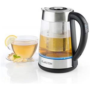 Klarstein Ostfriese Bollitore Elettrico - 2-in-1, Teiera, 1,7 Litri, 2200 Watt, LED Interno, Impugnatura Cool-Touch, protezione da surriscaldamento, Acciaio Inox Vetro
