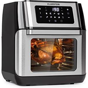 KLARSTEIN Friggitrice ad aria calda Klarstein AeroVital Fry, sistema di riscaldamento 3D: 1500W, volume 10L, 9 programmi, involucro cool touch, timer 60 min, fino a 220°C, controllo touch screen, nero/argento