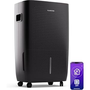 Klarstein DryFy Connect 60L Deumidificatore WiFi, 60L/24h, Serbatoio 8L, Timer 24h, Casa 50 mq, Bagno, Camera da Letto, Controllo App, Oscillazione, Auto Spegnimento, Antracite