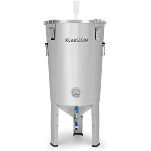 Klarstein Gärkeller Impianto per la produzione di birra - con termometro, Pentola conica, per fare la birra o fermentare il vino, Airlock: coperchio ermetico, Rubinetto, Variante: Pro, 30 litri