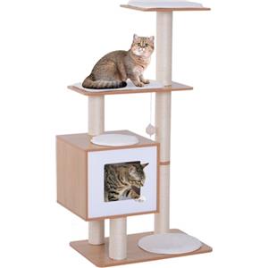 PawHut Tiragraffi per Gatti in Sisal con Cuccia, Piattaforme e Giochi, 60x40x120cm