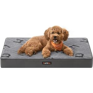 Feandrea Cuccia per Cani, Lettino per Animali, Gommapiuma Preformata Ondulata, con Maniglia, Sfoderabile, Uso a Doppio Lato, Impermeabile, Taglia M, 76 x 51 x 8 cm, Grigio Tortora PGW241G01
