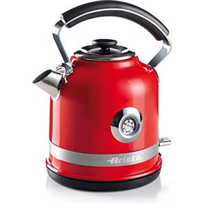Ariete, Bollitore Elettrico Moderna 2854, Bollitore Elettrico Inox con Termometro e Livello Acqua Visibile, Base Cordless 360°, Spegnimento Automatico, Capacità 1,7 L, 2000W, Rosso