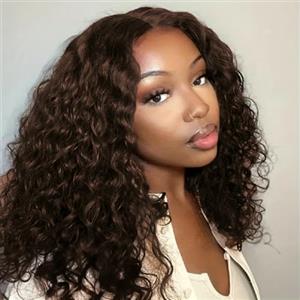 Rebasar Ricci Breve Bob Parrucca Donna Deep Curly Human Hair Bob Wigs 13x4 Lace Frontal Wig Parrucca Capelli veri Umani Corto for Donna Marrone Cioccolato 16 Pollici