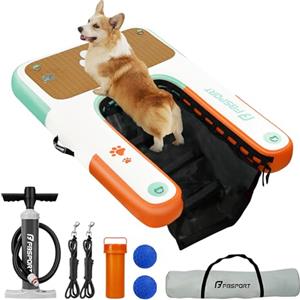 FBSPORT Rampa Gonfiabile per Cani per Accesso all'Acqua, Scala Galleggiante Antiscivolo in EVA per Piscine, Barche e Laghi, Supporta Cani fino a 100 kg