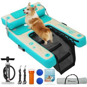 FBSPORT Rampa Gonfiabile per Cani per Accesso all'Acqua, Scala Galleggiante Antiscivolo in EVA per Piscine, Barche e Laghi, Supporta Cani fino a 100 kg