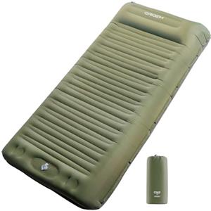 Origem Materassino Campeggio Autogonfiabile, 14cm Ultraleggero Materasso Gonfiabile con Cuscino Singolo Letto Campeggio per Trekking, Tenda, Zaino in Spalla, Amaca, Sacco a Pelo (Verde)