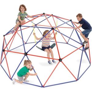 tectake® Cupola di Arrampicata Outdoor e Altalena ØxH 305x158 cm, Giochi da Giardino in Acciaio con Altalena, Giochi da Esterno e Interno Arrampicata per Bambini, Portata 200 kg, Giochi 3 Anni in su