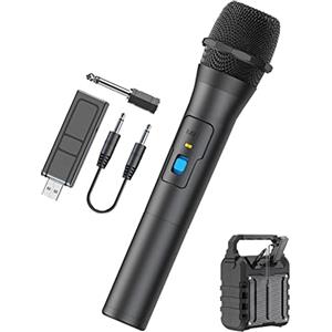 Generic Microfono wireless per karaoke, di microfono dinamico in metallo con ricevitore ricaricabile, microfono senza fili in metallo per chiesa, karaoke, canto, lezioni