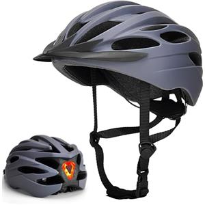 DmTown Casco da Bici per Adulti con Luce LED Posteriore Leggero e Traspirante Uomo e Donna 54-62 cm per MTB e Strada