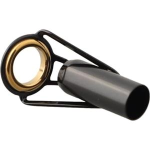 FortunateSweet Kit di riparazione guide per canna da pesca in acciaio inox con anello in ceramica e punta superiore con occhiello, set di ricambio nero (7