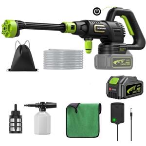 Lambluefly Idropulitrice a Batteria 4.0Ah, 120Bar Idropulitrice Professionale con Motore Brushless, Regolabile su 3Livelli, Idropulitrice Portatile per Lavaggio Auto e Irrigazione del Giardino