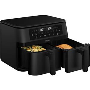 Haier I-Master Series 3 Friggitrice ad Aria Doppio Cassetto 11 Litri, 3000W, 8 Programmi Automatici, Funzione Sync, Controllo Touch, Temperatura 60-200°C, App hOn, Nero HAF3AD 011