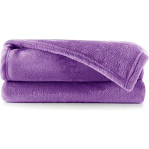 DecoKing Coperta Plaid Pile 160 x 210 cm per Letto una Piazza e Mezza Calda Accogliente e Spessa in Morbido Velluto Per Letto Divano Sedia Tutte le Stagioni Viola Mic