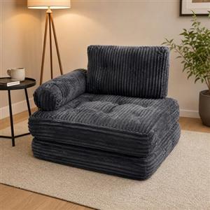 ANONER Divano Letto Pieghevole 2 in 1 1 Posto, grigio scuro