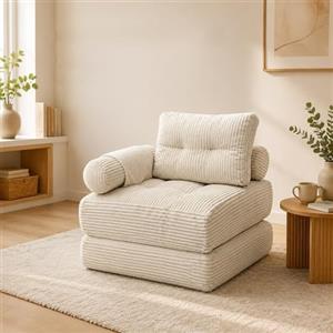 ANONER Divano Letto Pieghevole 2 in 1 1 Posto, Beige