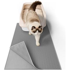 Garoopion Tappetino Lettiera Gatto, Doppio Nido d'Ape, 61x38cm Grigio