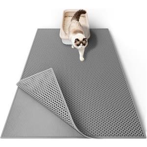 Garoopion Tappetino Lettiera Gatto, Nido d'Ape, Grande 76x61cm, Grigio