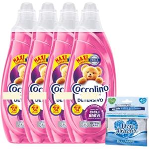 Generico Coccolino Wonder Wash Ultra Care 4 x 54 Lavaggi (216 Totali) - Detersivo Liquido Lavatrice 2160 ml x4 - Ideale per Cicli Brevi - Maxi Scorta Convenienza + Profumatore Mon Amour in Omaggio
