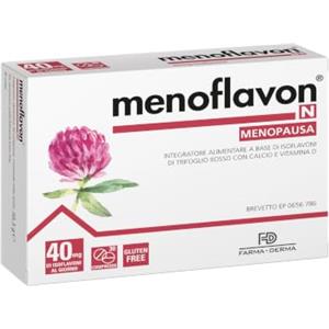 NAMED NATURAL MEDICINE FARMA-DERMA Menoflavon N Menopausa Integratori Trifoglio Rosso 40mg | Isoflavoni di Trifoglio Rosso, Calcio e Vitamina D | Supporto per Vampate, Sonno e Umore | 30 Compresse