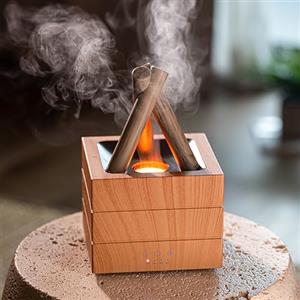 AVEKI Umidificatore, diffusore di fiamme da 280 ml, umidificatore ricaricabile con luce colorata, funzione timer a tre marce, adatto per camera da letto, ufficio, soggiorno, regali di Natale (colore legno)