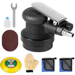 SWAWIS Levigatrici Orbitale Pneumatica 75mm 12000RPM Eccentricità 5mm | Accessori Completi, Smerigliatrice Orbitale ad Aria per Levigare e Lucidare SuperficiAutomobilistiche in Legno e Metallo