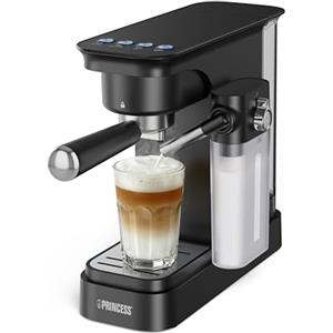 Princess Macchina per Espresso con Contenitore Latte, Pompa da 20 Bar, Serbatoio da 0,8 L, Preparazione Simultanea di 2 Tazze, Vaschetta Rimovibile, Spegnimento Automatico, 01.249422.01.001