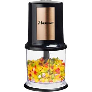 Bestron Tritatutto elettrico, tritatutto universale con due coltelli da taglio e capacità 500 ml, grande pulsante a pulsante, 400 Watt, colore: rame