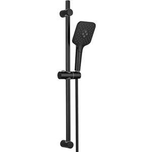 Auralum Saliscendi Doccia Acciaio Inox 70cm con Soffione Doccia 3 Getti, Asta Doccia con Tubo Doccia 150cm e Supporto Regolabile, Colonna Doccia senza Miscelatore, Adattarsi ai Fori Esistenti, Nero