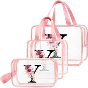 DBPBToU Trasparente Beauty Case Donna, Trousse Trucchi Per Viaggio, Idea Regalo Personalizzata Con Lettere, Regali Donna Per Compleanno (Y)