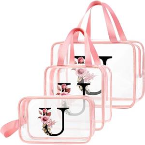 DBPBToU Trasparente Beauty Case Donna, Trousse Trucchi Per Viaggio, Idea Regalo Personalizzata Con Lettere, Regali Donna Per Compleanno (U)