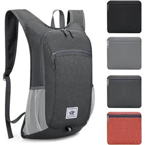 ROEOWENE Zaino Pieghevole Ultraleggero 15L Ripiegabile per Viaggio e Escursionismo Leggero Zaino Trekking per Uomo e Donna Hiking Daypack per Campeggio e Ciclismo - Grigio Scuro