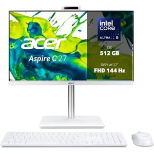 Acer Aspire C27A-P1MTL | Computer Fisso All in One | 27 | Ultra 5 | 8GB | 27 FHD IPS 144Hz | Intel Core Ultra 5 115U | 8GB RAM | 512GB SSD | Windows 11 Home | Tastiera IT QWERTY e mouse inclusi
