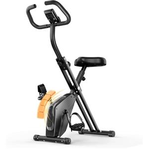 Dskeuzeew Cyclette Pieghevole da Casa, Bicicletta da Interno Silenziosa con Schermo LCD e Delle Pulsazioni, Bici da Fitness Magnetica con 16 Livelli di Resistenza, Capacità Max 150KG