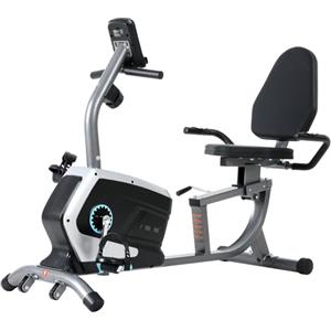 ISE Cyclette da Seduta Magnetica con Schienale, Cyclette Orizzontale da Casa con Resistenza Regolabile Schermo LCD Supporto per Smartphone