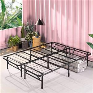 Zinus SmartBase Rete Matrimoniale 160x190 cm - Altezza 35,5 cm - Rete Letto Pieghevole in Metallo - Ottimo per Ospiti con Spazio Sottostante - Facile da Montare - Nero