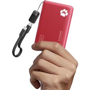 INIU Power Bank, Piccolo 45W Ricarica Rapida 10000mAh Powerbank con Cavo USB C Staccabile, Idoneo per Volo, Essenziali da Viaggio, Caricatore Portatile per Viaggi in Auto, Spostamenti, iPhone, Rosso