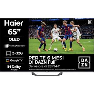 Haier Smart TV 65" QLED 4K UHD, S81 Series, Google TV, Gaming 120Hz | Dolby Audio, Chromecast Integrato, Telecomando Vocale, Bluetooth 5.1, HDMI 2.1, DLG, 6 Mesi DAZN Inclusi, H65S81FUX