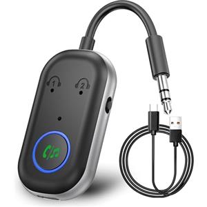 ZOVRIXIA Adattatore Bluetooth Jack 5.3, trasmettitore Bluetooth, supporta 2 AirPods o auricolari, trasmettitore e ricevitore, adattatore 2 in 1 per viaggi in aereo, TV, palestra, tablet
