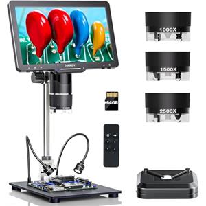 TOMLOV TriL110 Microscopio 3 Lenti, 2500X Ingranditore Saldatura con LED