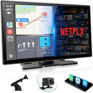 LAMTTO Carplay Wireless Schermo per Auto con Net-flix Youtube 9 Pollici AppIe CarPlay e Android Auto,Autoradio Senza Fili Stereo Car Play Display con Bluetooth/Navigazione/Assistente Vocale/OTA/FM/AUX