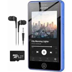 AGXOV 80GB Lettore MP3 con Wi-Fi & Bluetooth, 4,02 pollici touchscreen MP4 Player, Lettore Musicale Android con Spotify, Deezer, Radio FM, Registratore Vocale, E-book Reader, Blu
