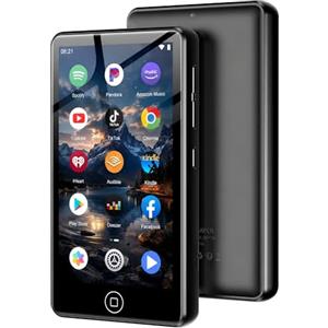 AGXOV Lettore MP3 Spotify con Bluetooth e WiFi, AGXOV MP4 Lettore Musicale con Schermo Touchscreen da 4,02 Pollici, MP3 Android Portatile con Audible, Deezer, Play Store, Nero